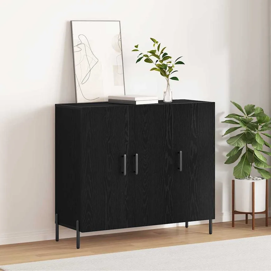 Buffet Chêne noir 90 x 34 x 80 cm Bois d'ingénierie - 4