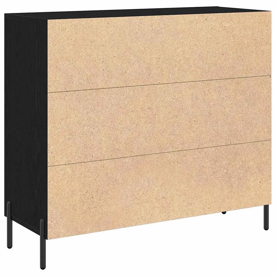 Buffet Chêne noir 90 x 34 x 80 cm Bois d'ingénierie - 5