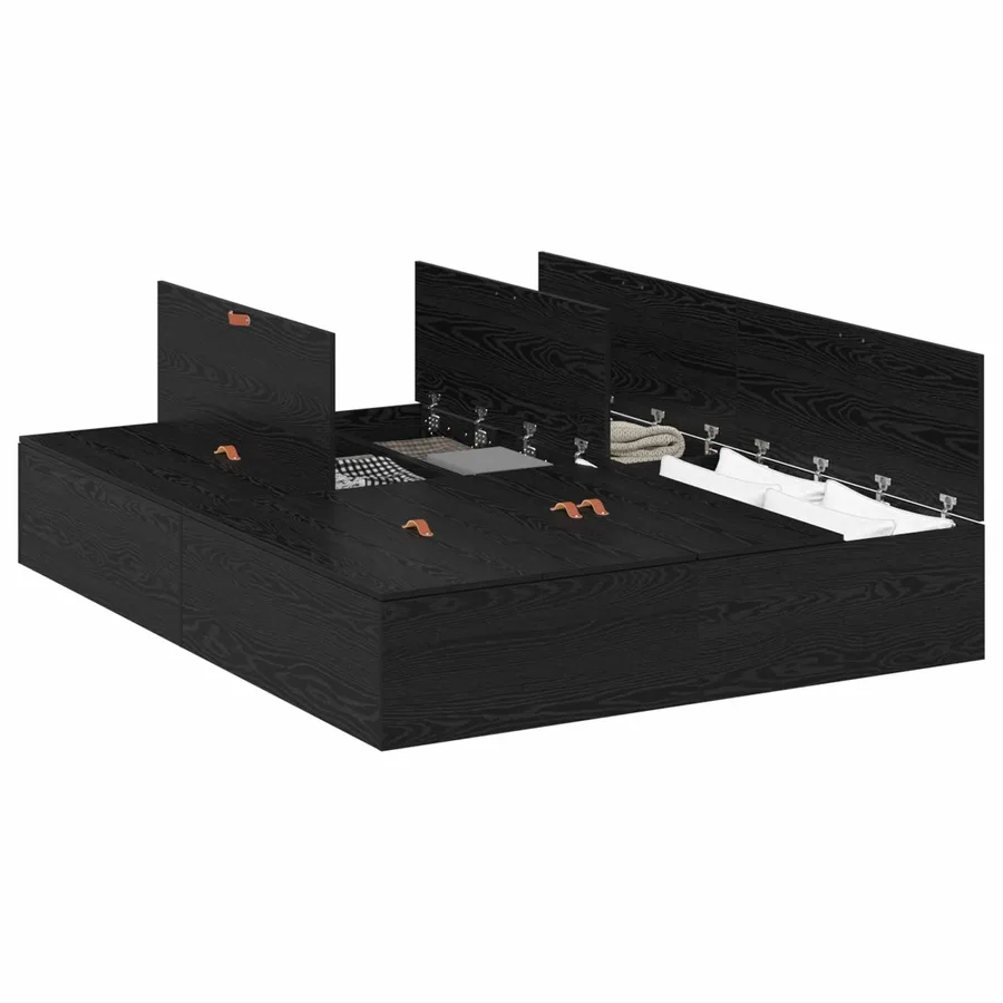 Cadre de lit avec rangement Chêne noir 140 x 190 cm - 2