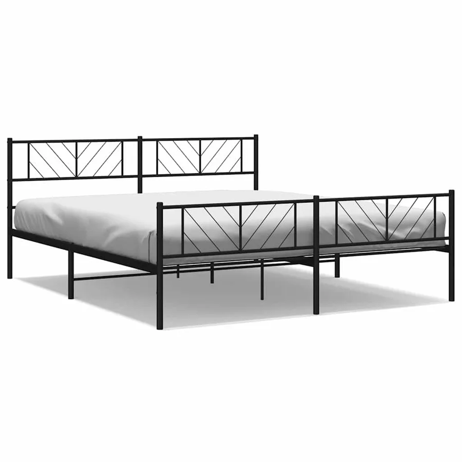 Cadre de lit métal sans matelas avec pied de lit noir 183x213cm - 2