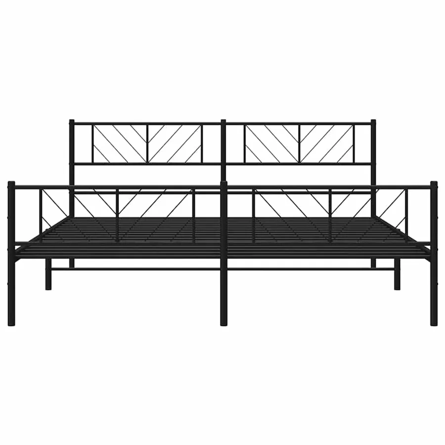 Cadre de lit métal sans matelas avec pied de lit noir 183x213cm - 6
