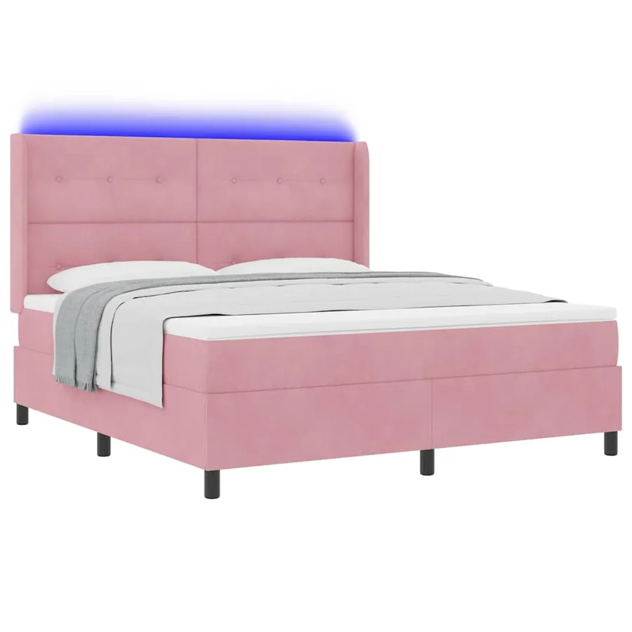Lit à ressorts avec bandes LED Rose 180 x 200 cm Velours - 3