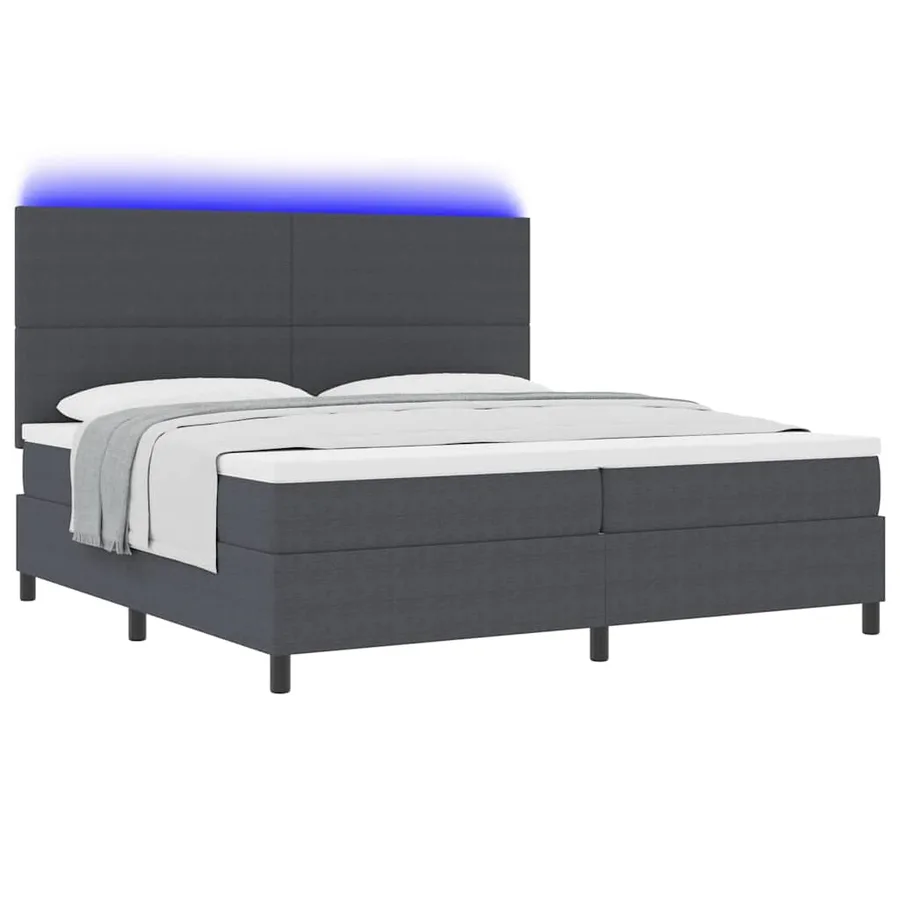 Lit à ressort LED Gris foncé et blanc 200 x 200 cm - 3