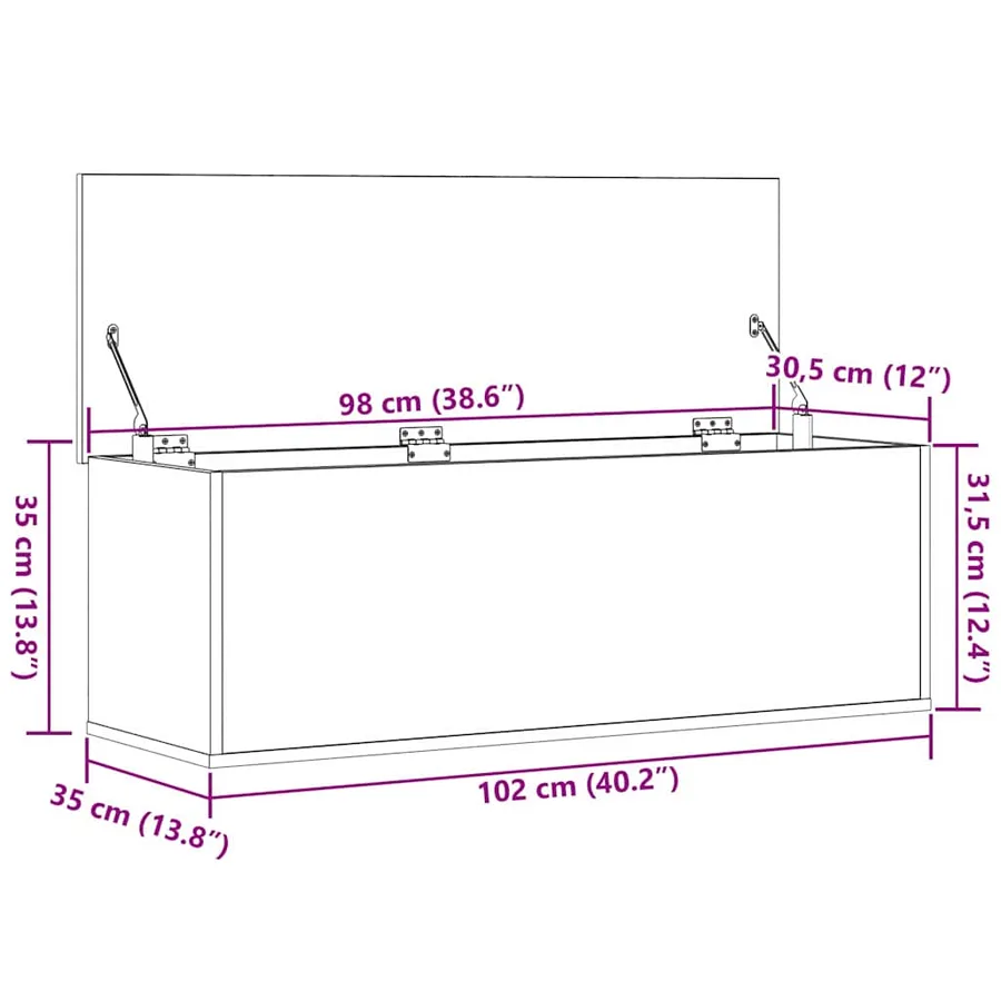 Boîte de Rangement avec stockage Chêne noir 102 x 35 x 35 cm - 12