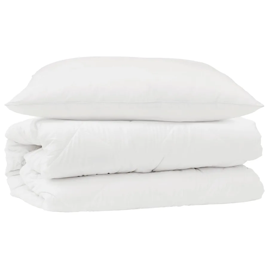 Ensemble de Duvet avec oreiller 2 pcs Blanc Microfibre - 2