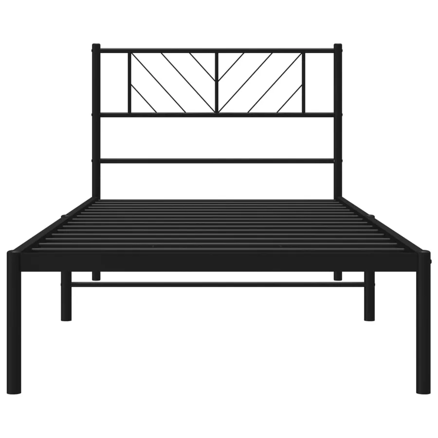 Cadre de lit métal sans matelas avec tête de lit noir 90x190 cm - 5