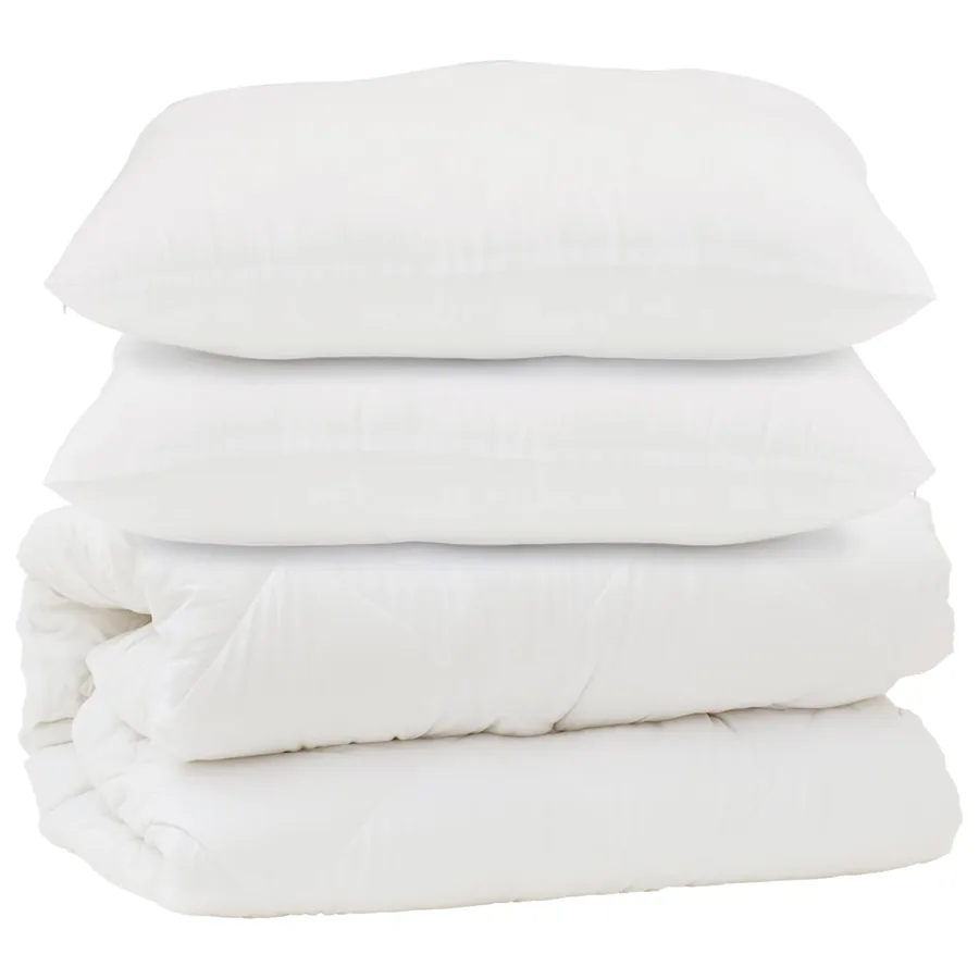 Couette avec oreiller 3 pcs Blanc Microfibre - 2