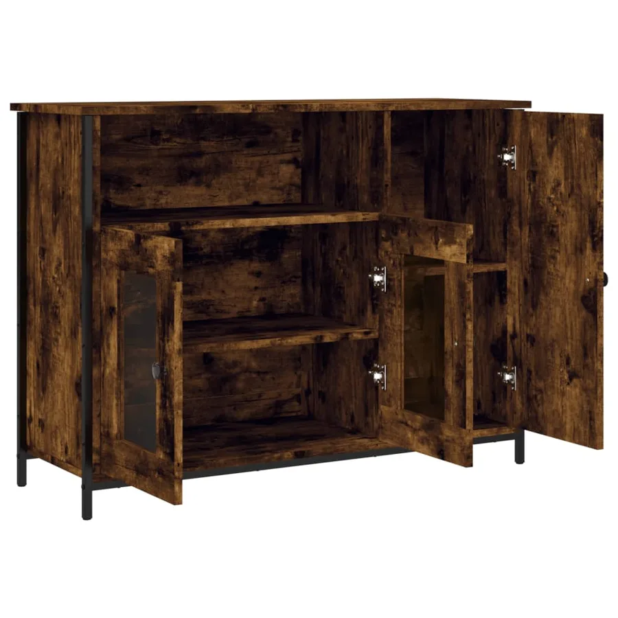Buffet chêne fumé 100x35x75 cm bois d'ingénierie - 5