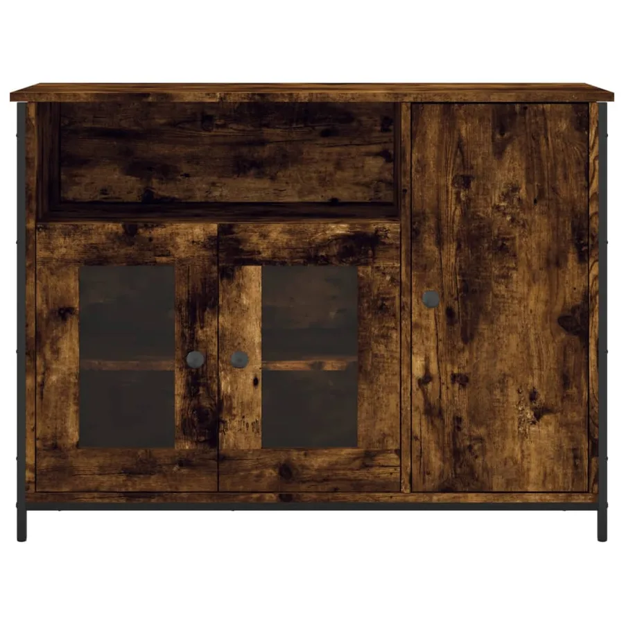 Buffet chêne fumé 100x35x75 cm bois d'ingénierie - 6
