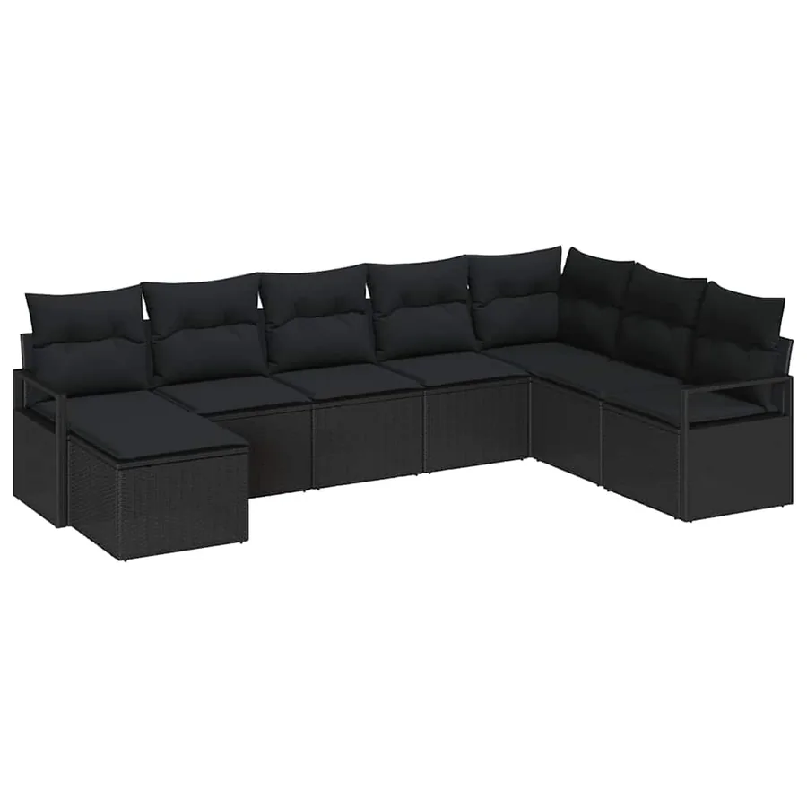 Ensemble de Canapés avec coussin 8 pcs Noir polyrotin - 2