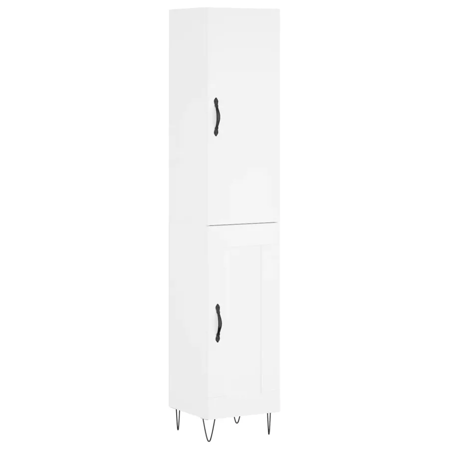 Buffet haut Blanc 34,5x34x180 cm Bois d'ingénierie - 2