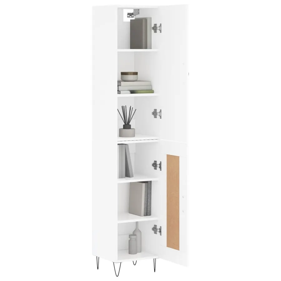 Buffet haut Blanc 34,5x34x180 cm Bois d'ingénierie - 3