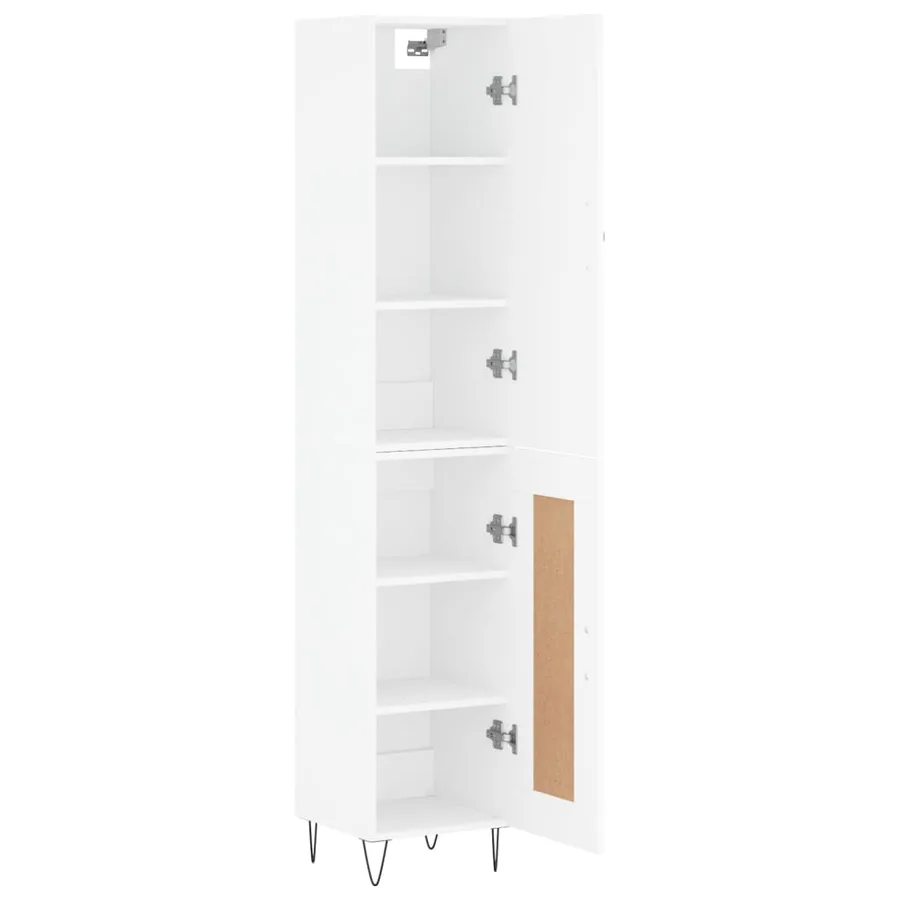 Buffet haut Blanc 34,5x34x180 cm Bois d'ingénierie - 4