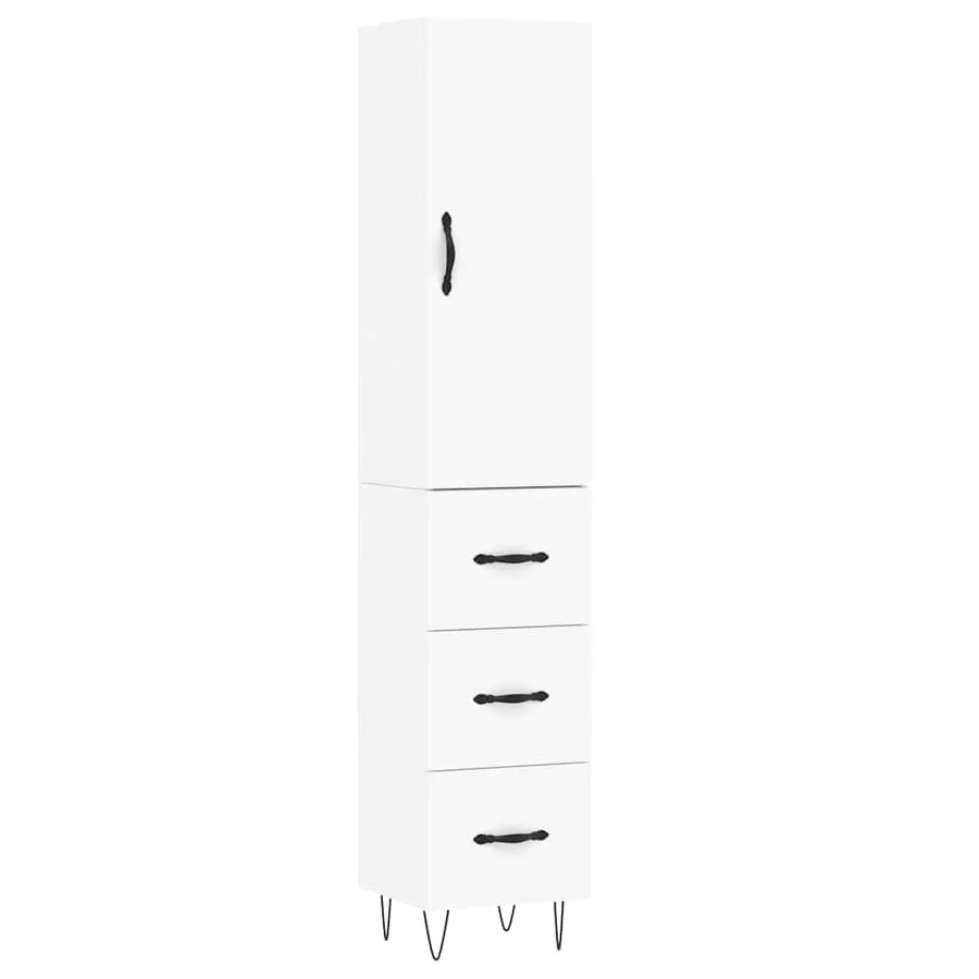 Buffet haut Blanc 34,5x34x180 cm Bois d'ingénierie - 2
