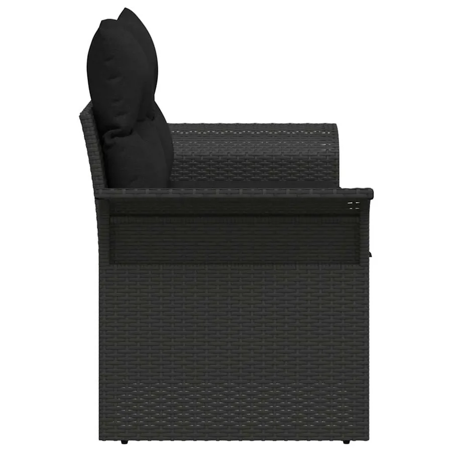 Canapé de jardin avec coussin Noir 141 x 62 x 69 cm polyrotin - 5
