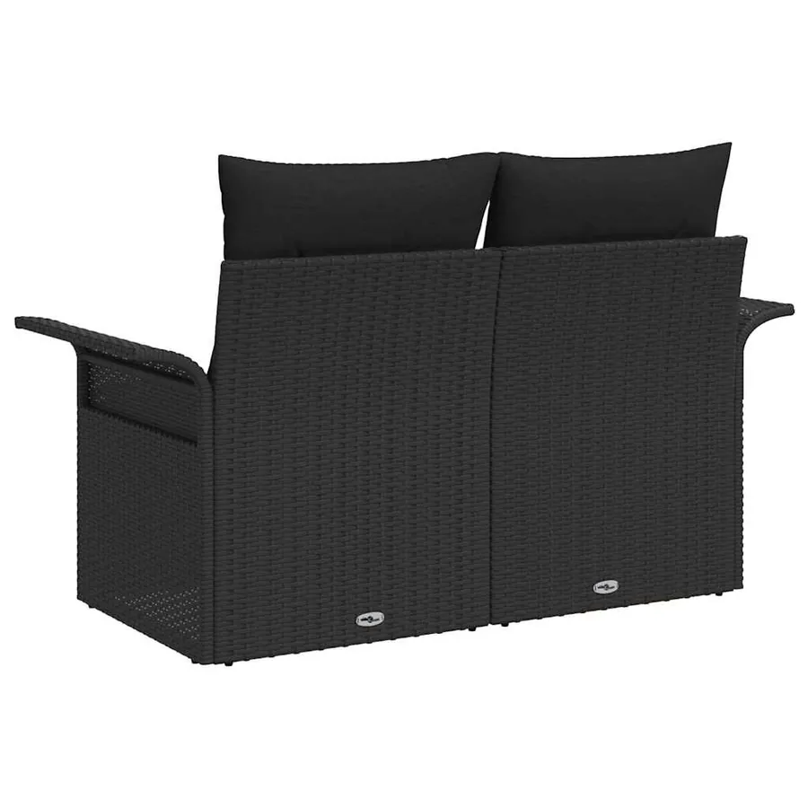Canapé de jardin avec coussin Noir 141 x 62 x 69 cm polyrotin - 6