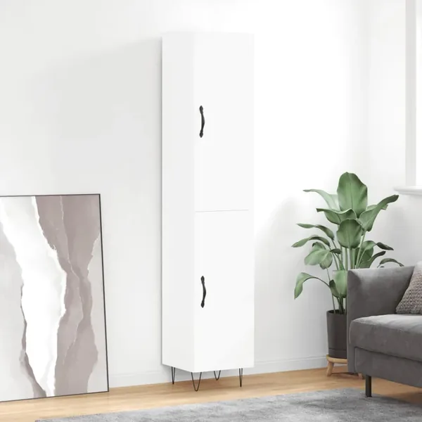 Buffet haut Blanc 34,5x34x180 cm Bois d'ingénierie