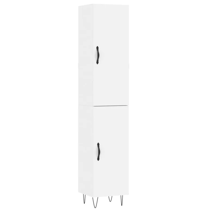 Buffet haut Blanc 34,5x34x180 cm Bois d'ingénierie - 2