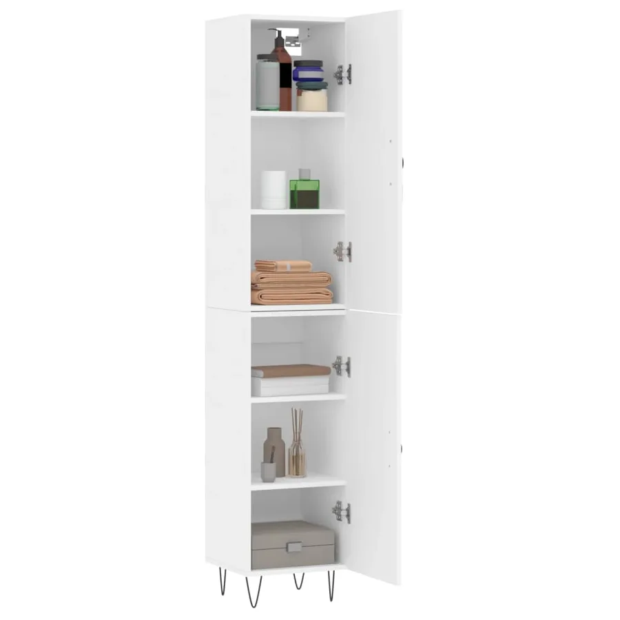 Buffet haut Blanc 34,5x34x180 cm Bois d'ingénierie - 3