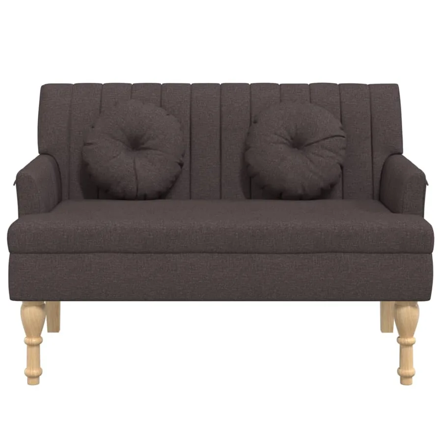 Banc avec coussins marron foncé 113x64,5x75,5 cm tissu - 3