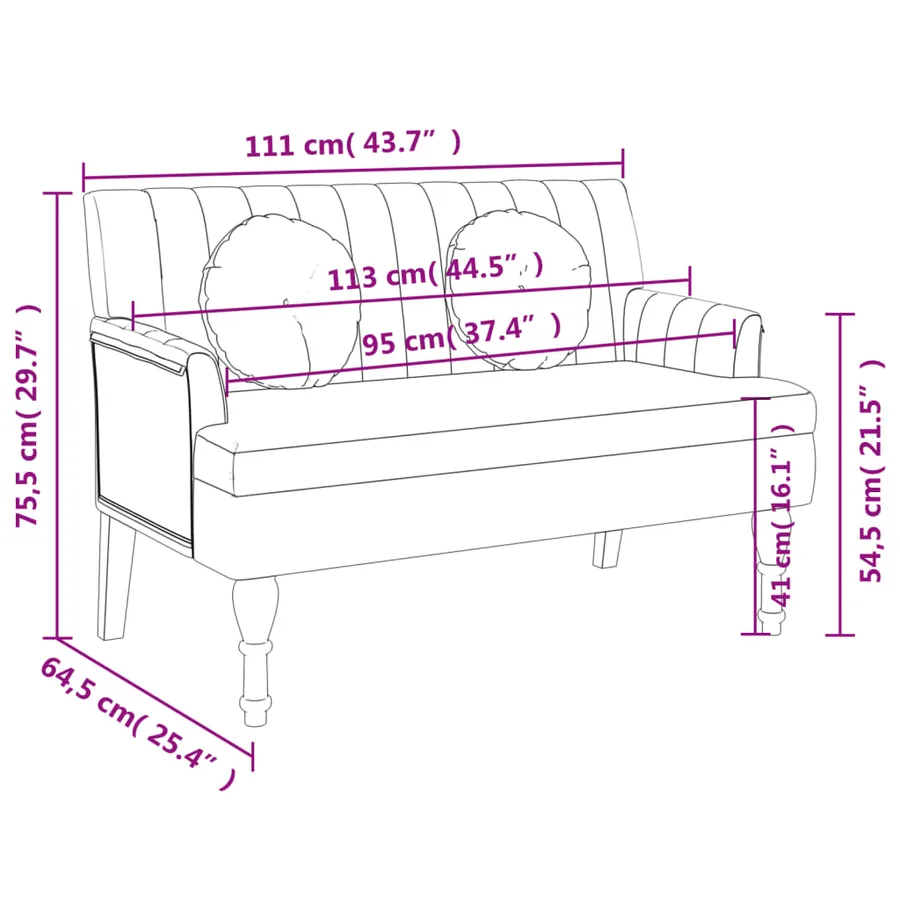 Banc avec coussins marron foncé 113x64,5x75,5 cm tissu - 8