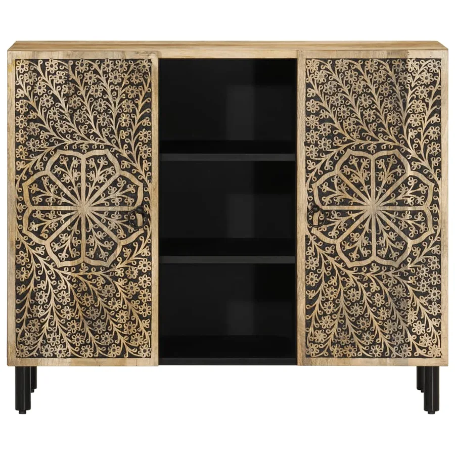 Armoire latérale 90x33x75 cm bois massif de manguier - 3
