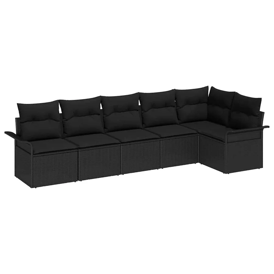 Ensemble de canapé de jardin avec coussin 6 pcs Noir polyrotin - 2