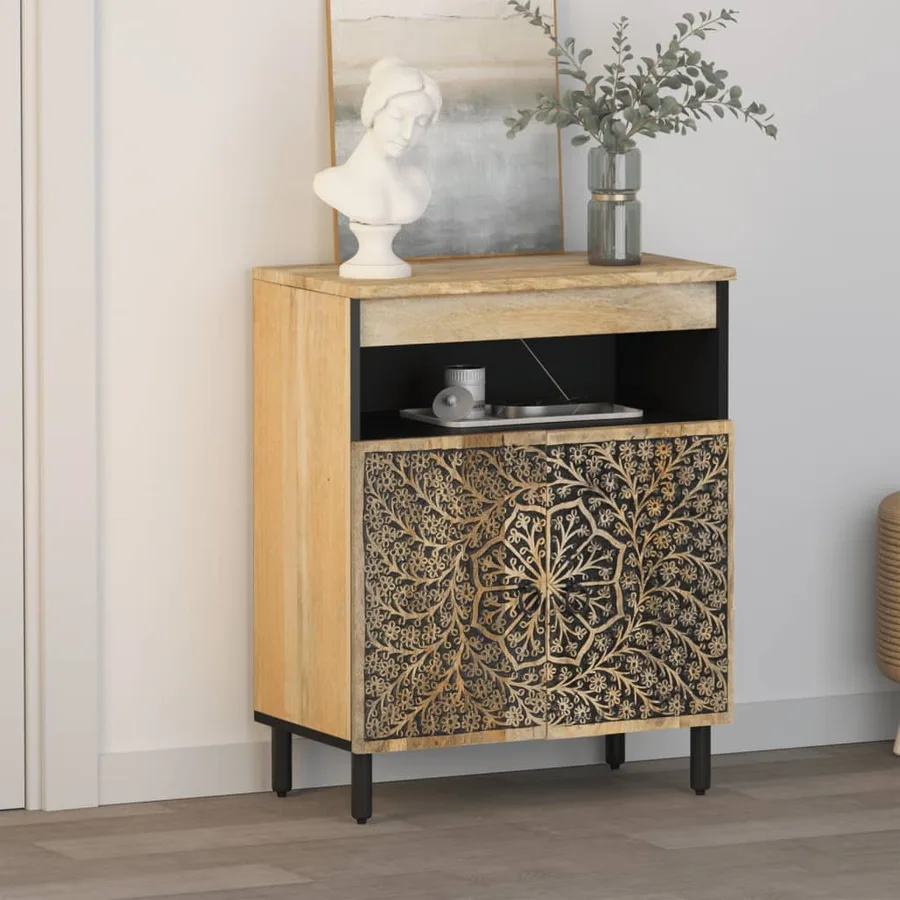 Armoire latérale 60x33x75 cm bois massif de manguier - 3