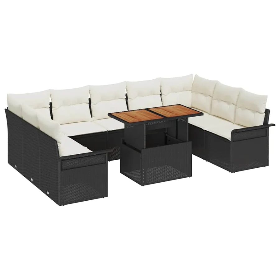 Ensemble de canapé de jardin 10 pcs Noir Poly rotin - 2