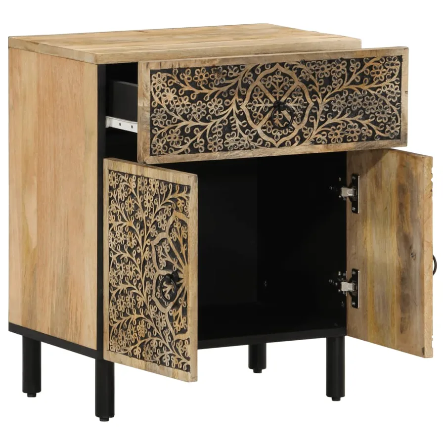 Table de chevet 50x33x60 cm bois de manguier massif - 4