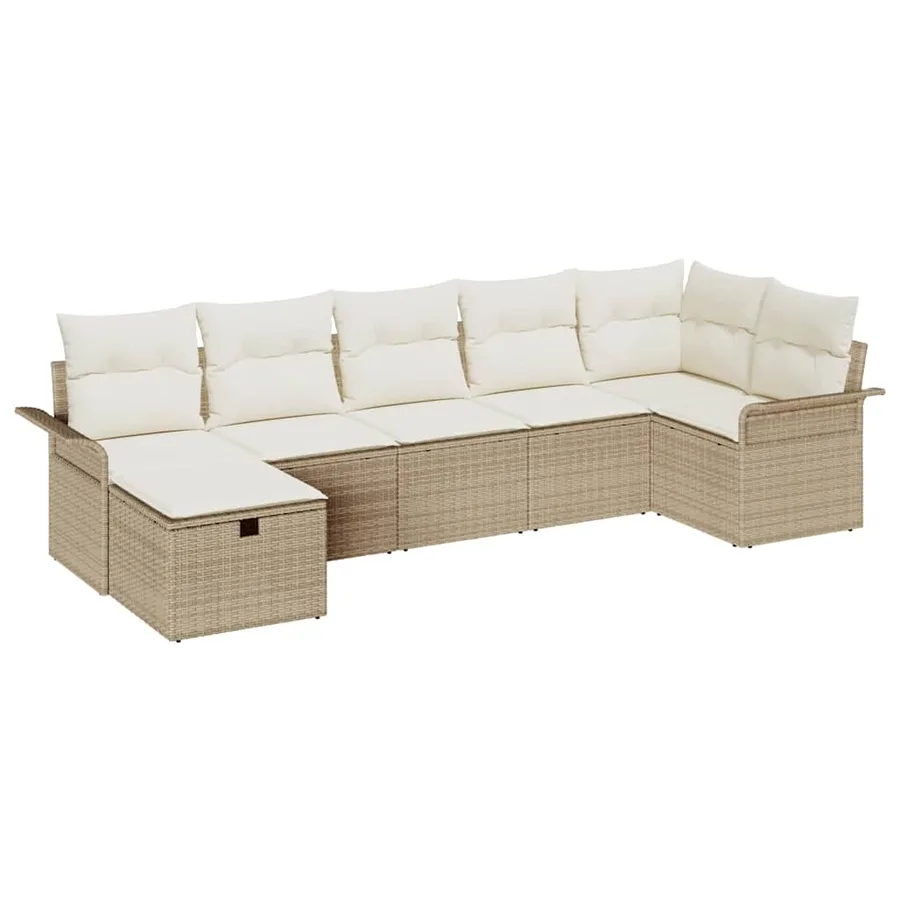 Ensemble de canapé de jardin 7 pcs Beige Poly rotin - 2