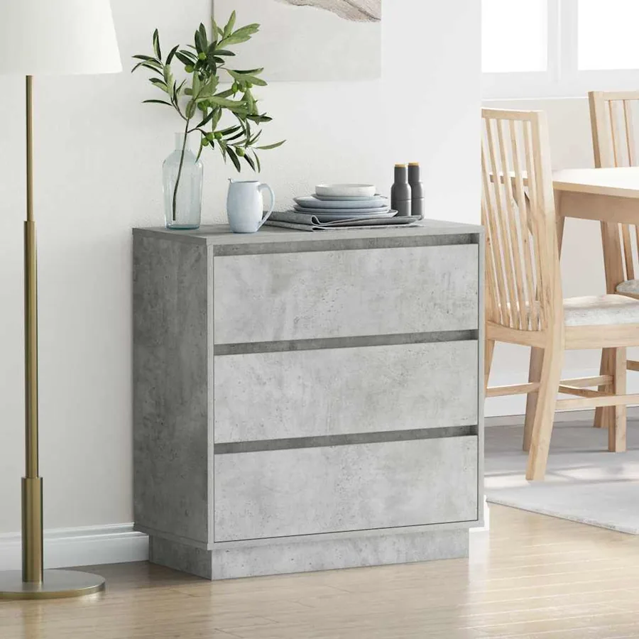 Cabinet de chevet avec tiroir Gris béton 71 x 34,5 x 75 cm