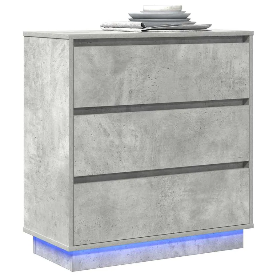 Cabinet de chevet avec tiroir Gris béton 71 x 34,5 x 75 cm - 3