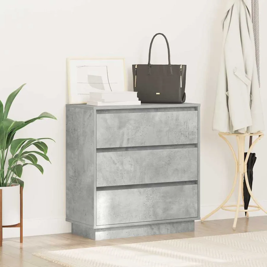 Cabinet de chevet avec tiroir Gris béton 71 x 34,5 x 75 cm - 4