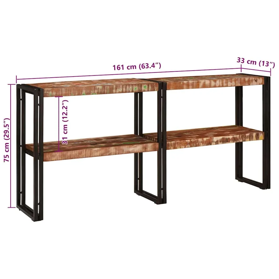 Table console Multicolore 160 x 33 x 75 cm Bois Recyclé Solide - 11