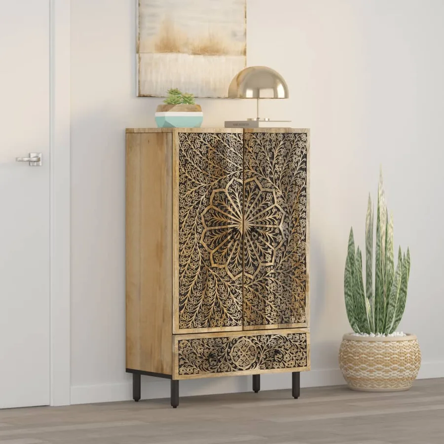 Buffet 60x33x100 cm bois de manguier massif - 3