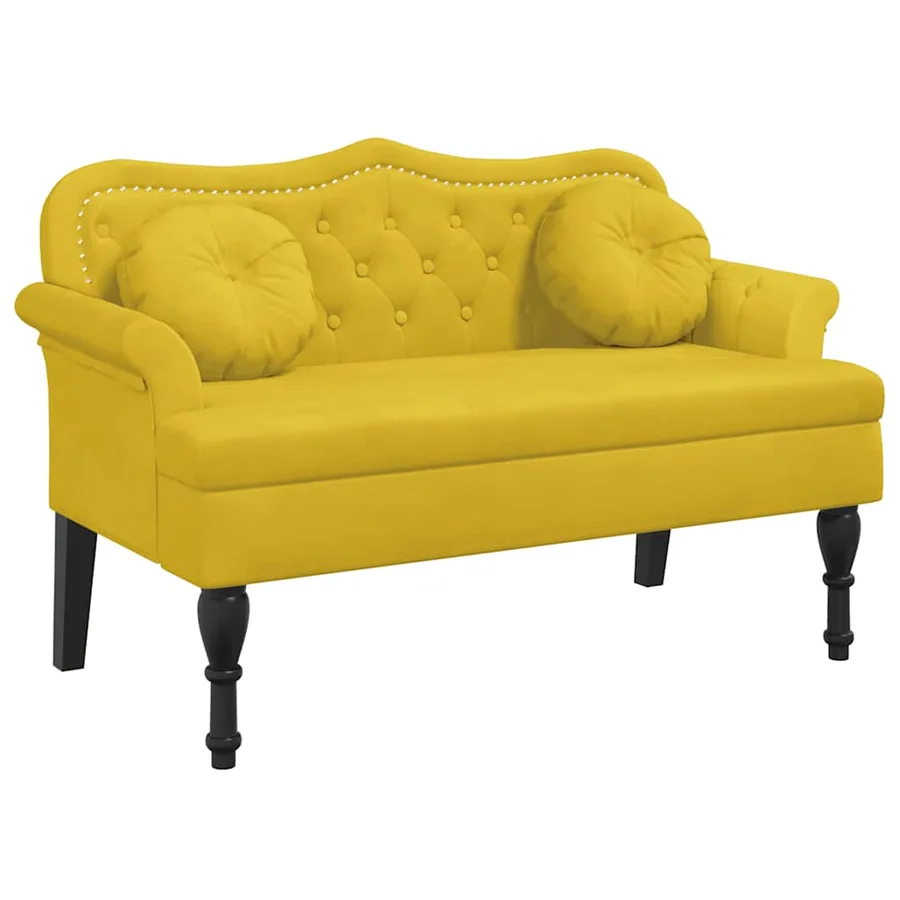Banc avec coussins jaune 120,5x65x75 cm velours - 2