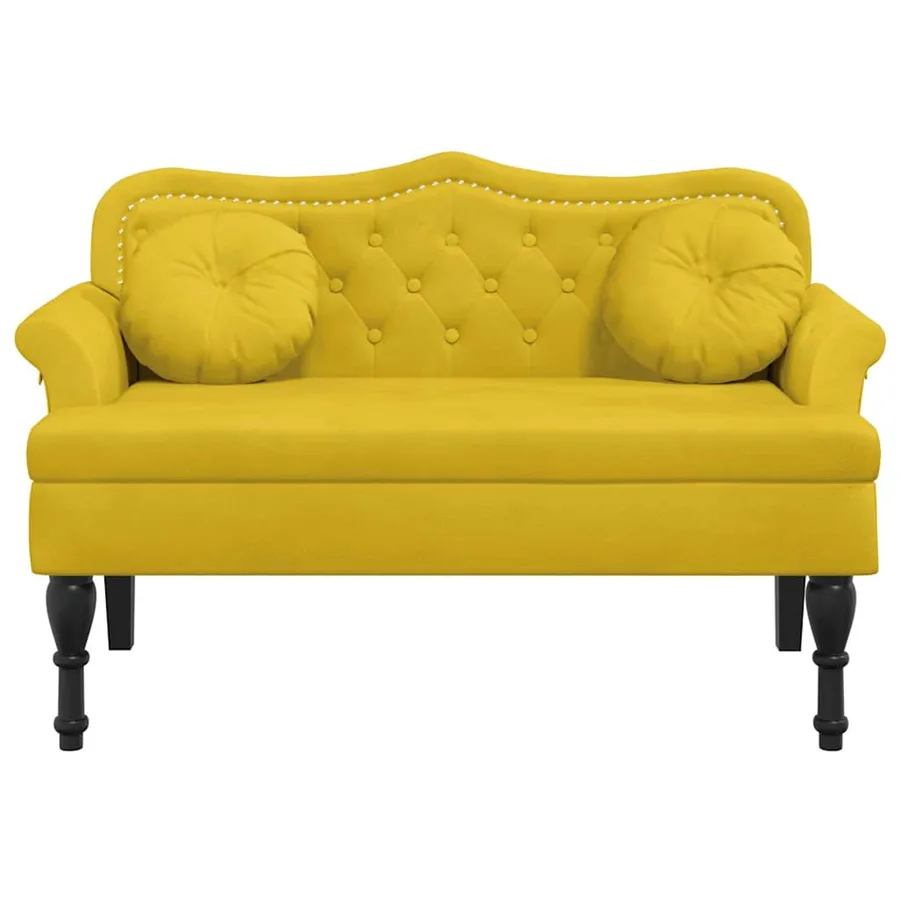 Banc avec coussins jaune 120,5x65x75 cm velours - 3