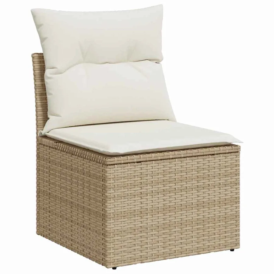 Ensemble de canapé de jardin 7 pcs Beige Poly rotin - 7