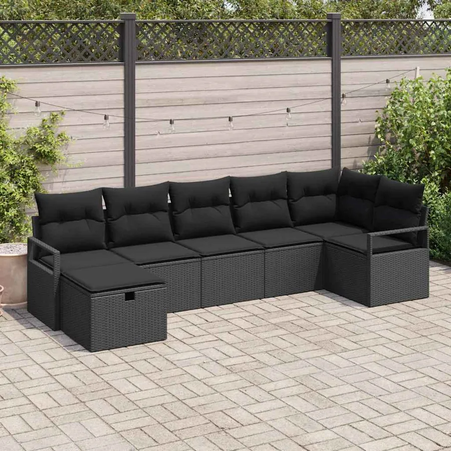 Ensemble de Canapés avec coussin 5 pcs polyrotin