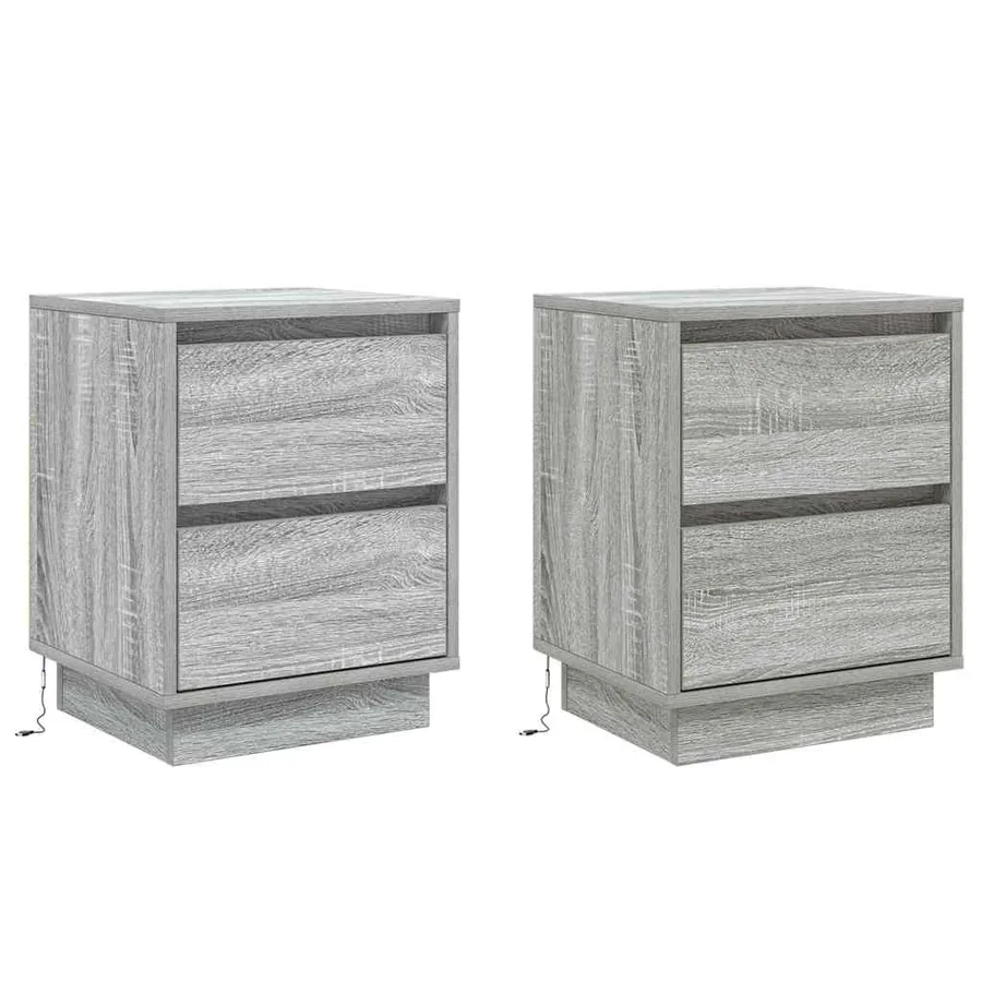 Cabinet de chevet avec tiroir 2 pcs Gris 39 x 34,5 x 50 cm - 2