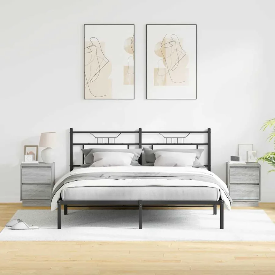 Cabinet de chevet avec tiroir 2 pcs Gris 39 x 34,5 x 50 cm - 4