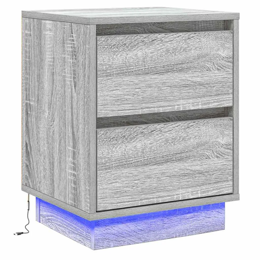 Cabinet de chevet avec tiroir 2 pcs Gris 39 x 34,5 x 50 cm - 6