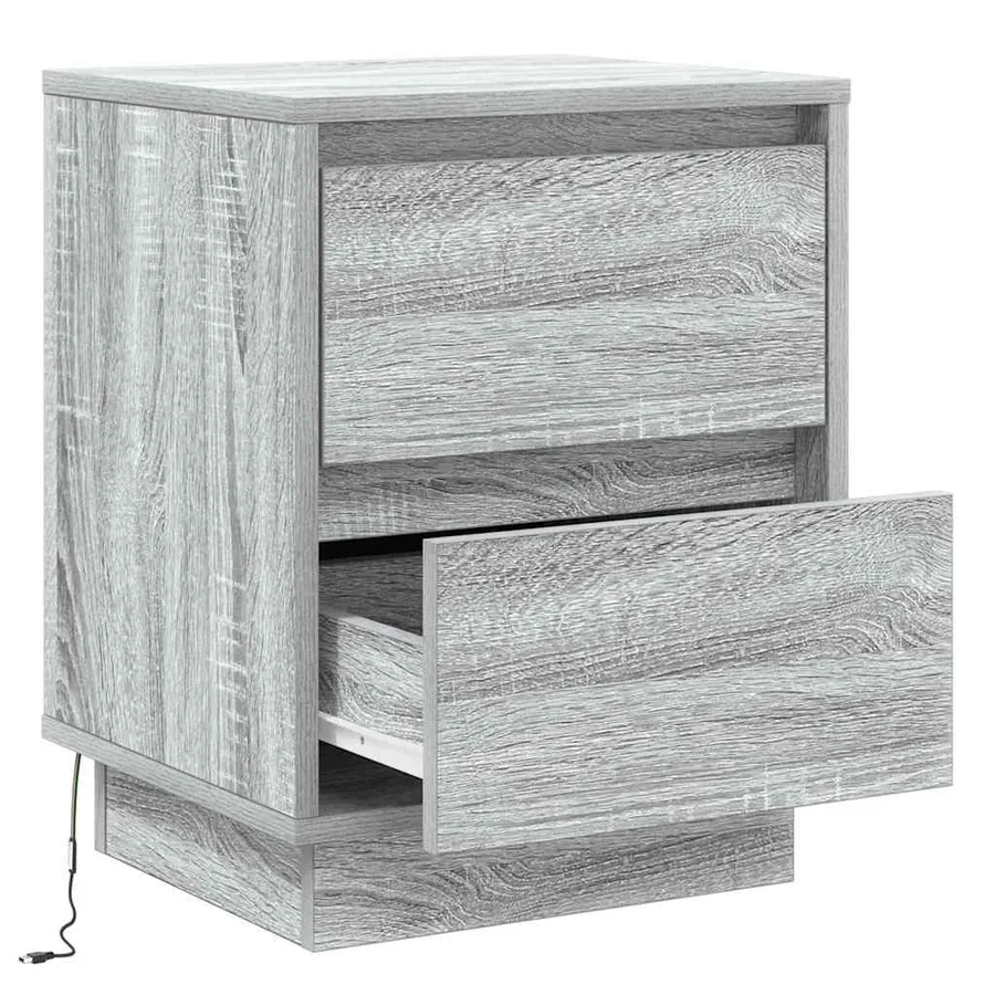 Cabinet de chevet avec tiroir 2 pcs Gris 39 x 34,5 x 50 cm - 7