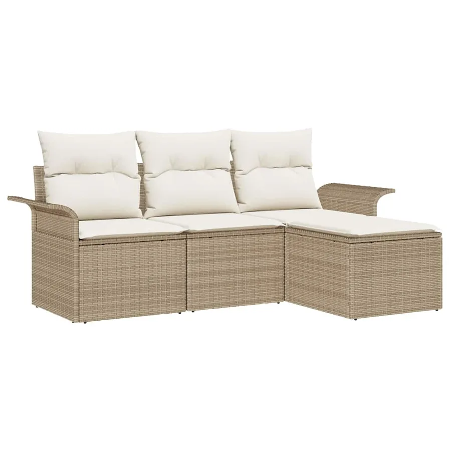 Ensemble de canapé de jardin 4 pcs Beige Poly rotin - 2