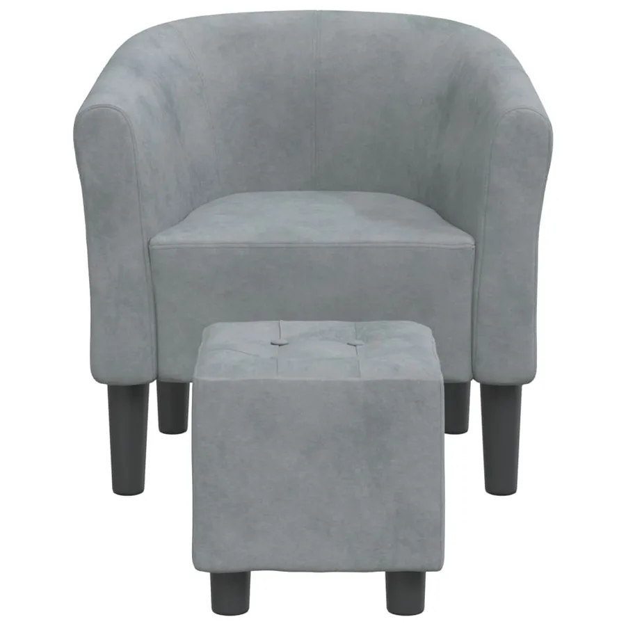 Chaise cabriolet avec repose-pied gris foncé velours - 3