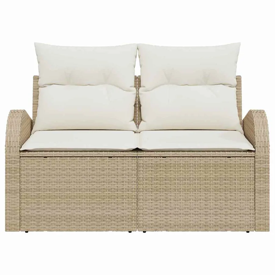 Canapé de jardin avec coussin Beige 124 x 62 x 69cm polyrotin - 5