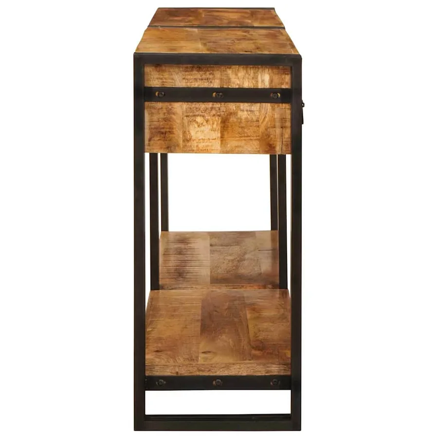 Tables console avec tiroir 2 pcs Marron Bois de mangue massif - 5