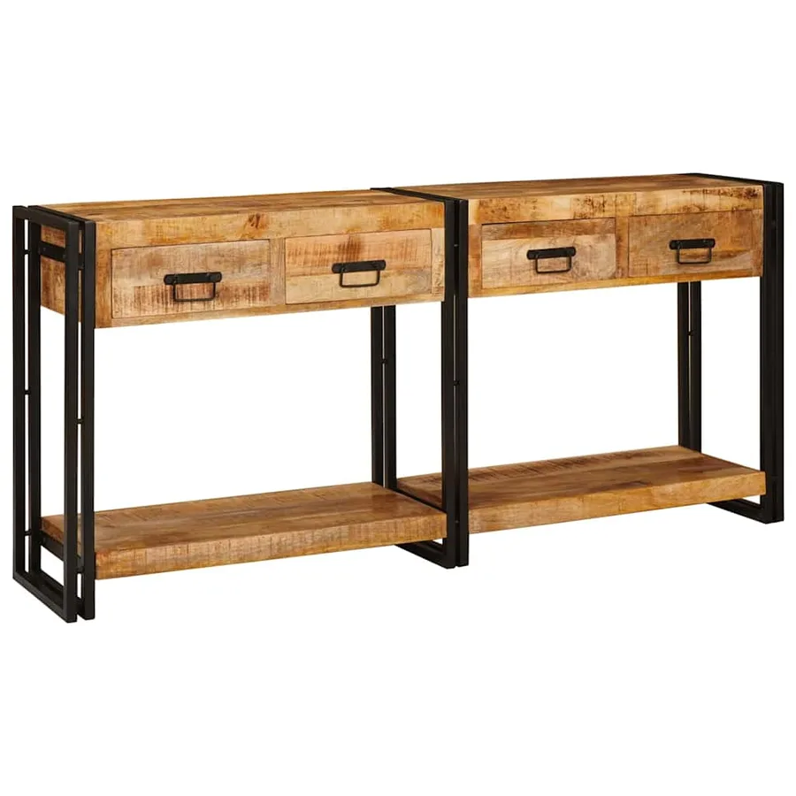 Tables console avec tiroir 2 pcs Marron Bois de mangue massif - 7
