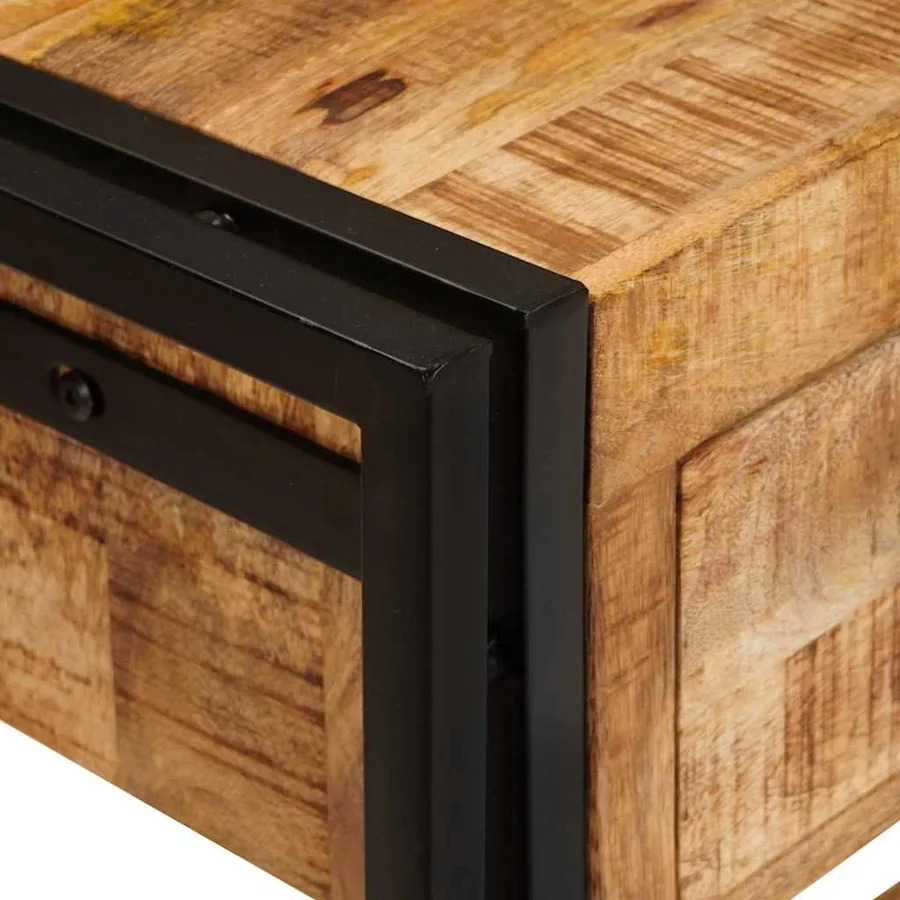 Tables console avec tiroir 2 pcs Marron Bois de mangue massif - 8